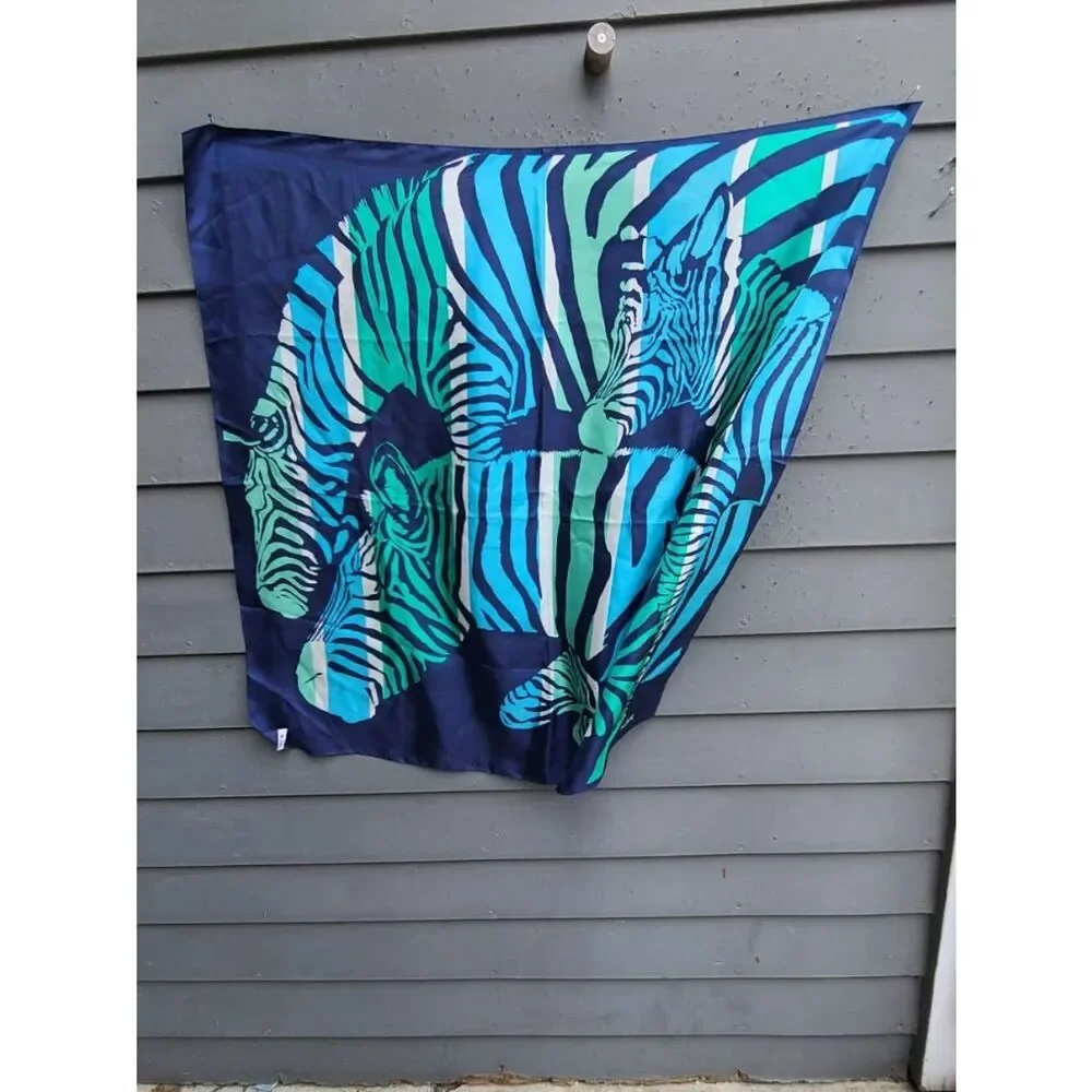 Vers Silk Blue Zebra Scarf